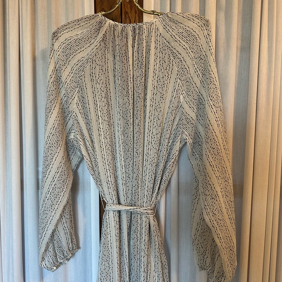 Banana Republic White Black Dot Sheer Chiffon Boho Midi Dress - Picture 11 of 14